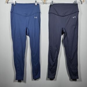 Bundle Of 2 Pair TLF Take Life Further Athletic Leggings Size Medium Blue Gray